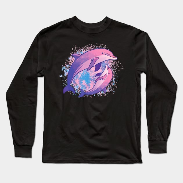 Cute Tie-dye Dolphin Parent And Child Dolphins Long Sleeve T-Shirt by Zak N mccarville